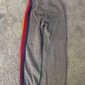 Aviator Nation Gray Sweatpants with Multicolor Stripe